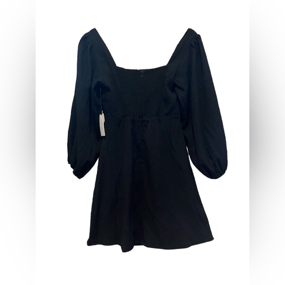 ASTR NWT Cutout Long Balloon Sleeve A-line Wrap Mini Dress in Black Size Small - Picture 15 of 15